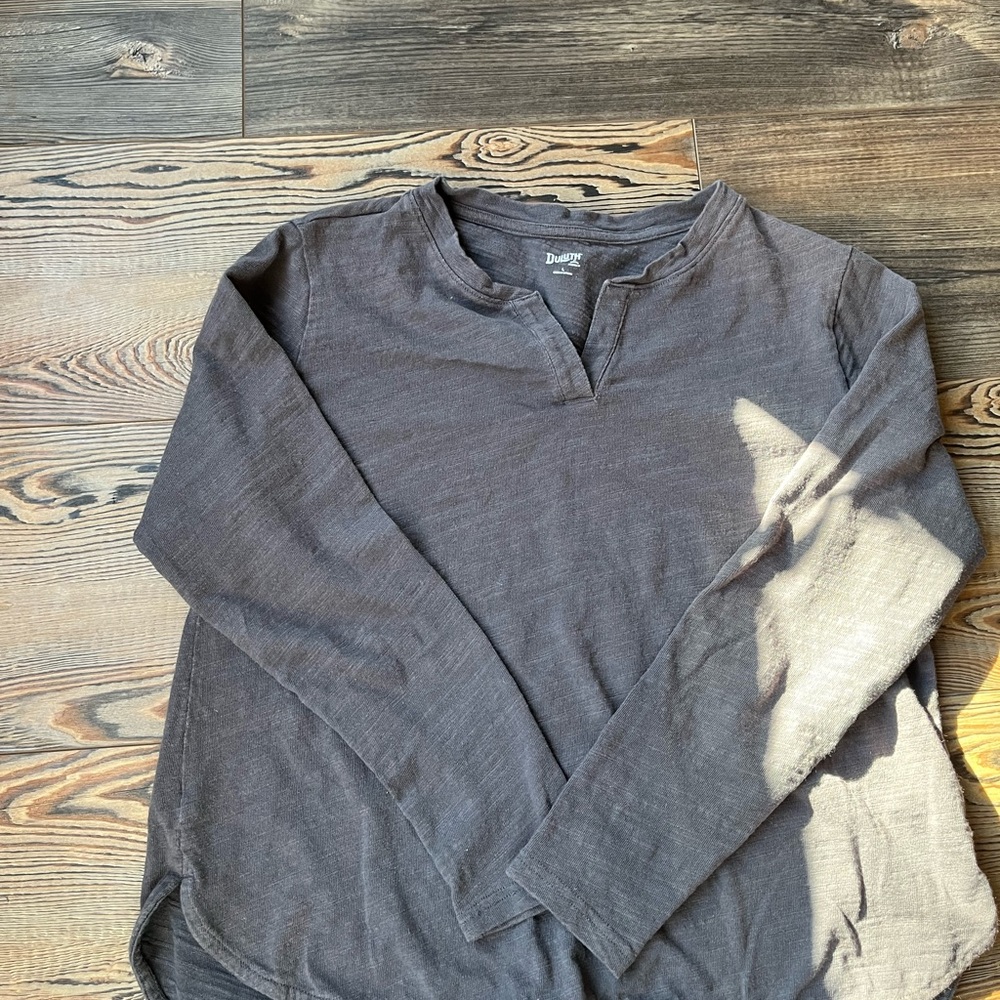 Duluth Trading Co. Long Sleeve Henley Top in Charcoal